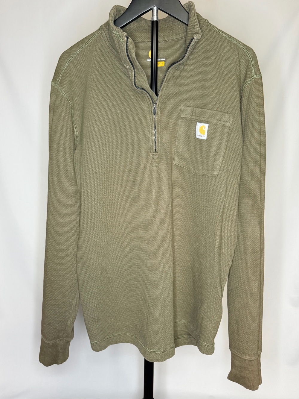 Carhartt Olive Green Quarter-Zip Work Sweater